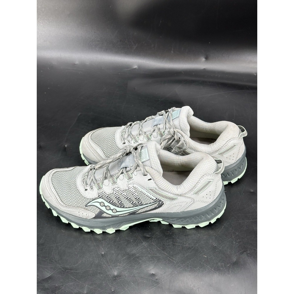 Saucony Women's Light Gray and Mint Green Trail Runners